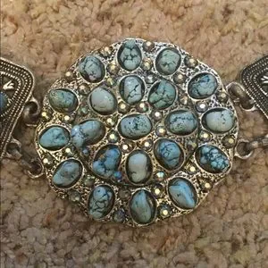 Leatherock Blue Stone Belt Item #5478 Beltiscool Cowboy Cowgirl Western Rhinestone Leather Belt  main image 4